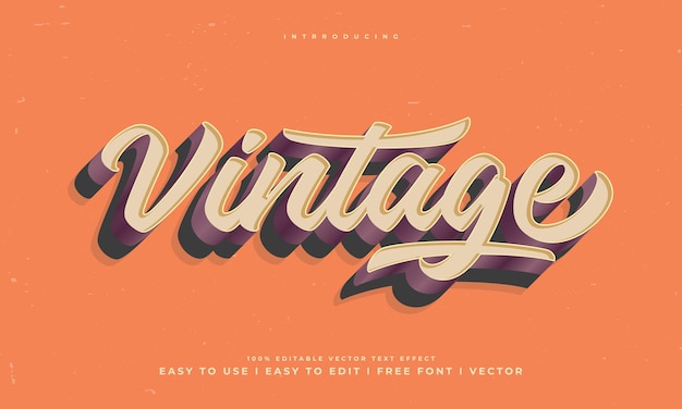 Vector tipografía de fuente de alfabeto de efecto de texto editable retro vintage