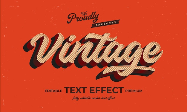tipografía de fuente de alfabeto de efecto de texto editable retro vintage