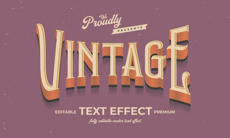 Vector tipografía de fuente de alfabeto de efecto de texto editable retro vintage