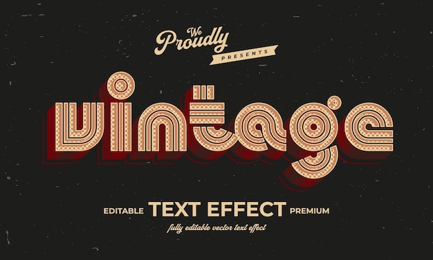 tipografía de fuente de alfabeto de efecto de texto editable retro vintage
