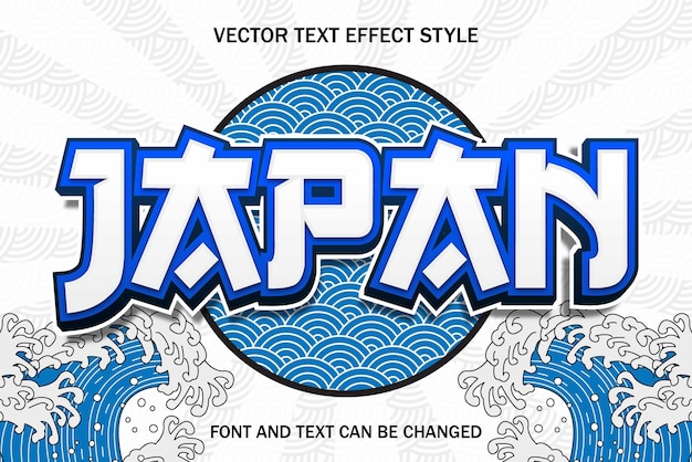 Tipografía de fuente de onda de Japón efecto de texto editable diseño de fondo de plantilla de letras de estilo japonés