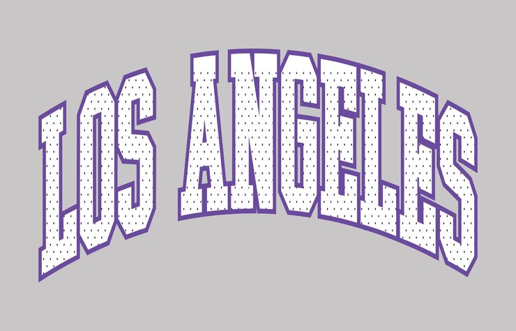 Tipografía de fuente universitaria retro de la universidad de Los Ángeles Impresión de eslogan para camiseta y sudadera