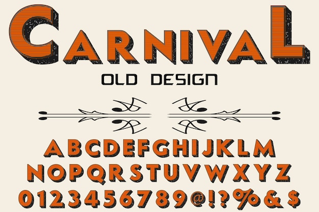 Vector tipografía de fuente vintage llamada carnaval