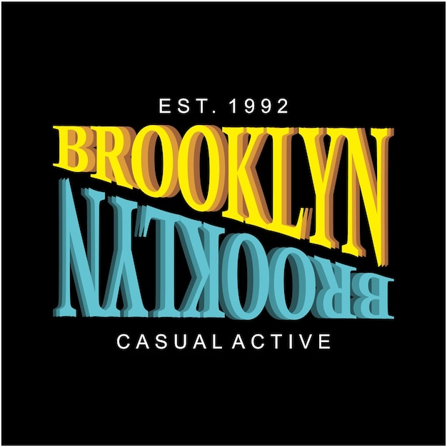 Vector tipografía gráfica activa casual de brooklyn para el diseño de camisetas estilo casual