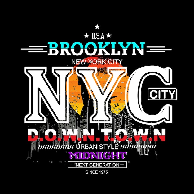Tipografía gráfica de la camiseta de la ciudad de nueva york para el arte vectorial de la ilustración de la camiseta impresa