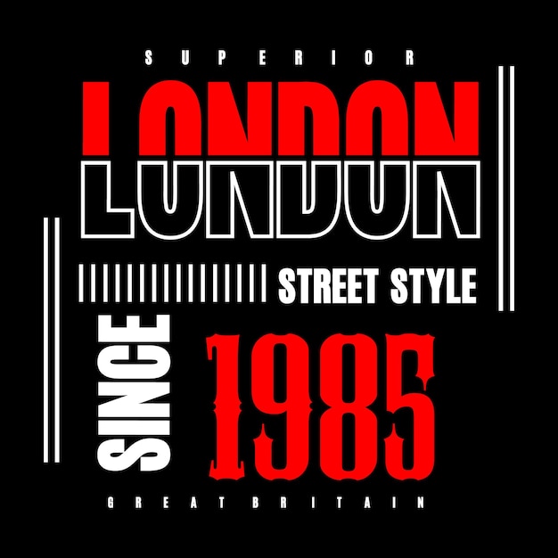 Tipografía gráfica de la camiseta del lema de Londres para la ilustración del vector del diseño de la camiseta de la impresión