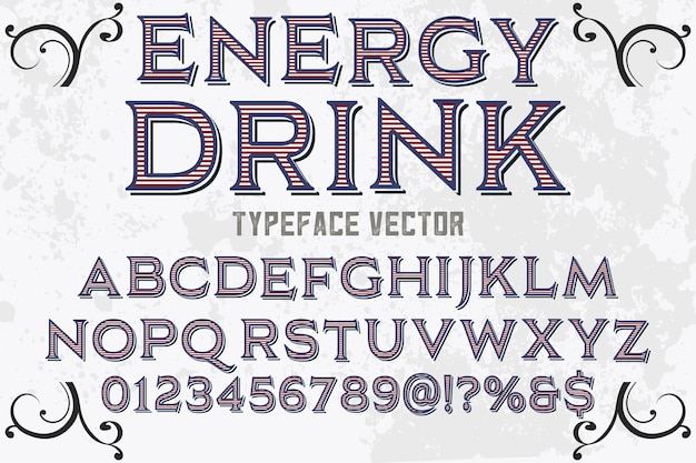 Tipografía gráfica estilo bebida energética.
