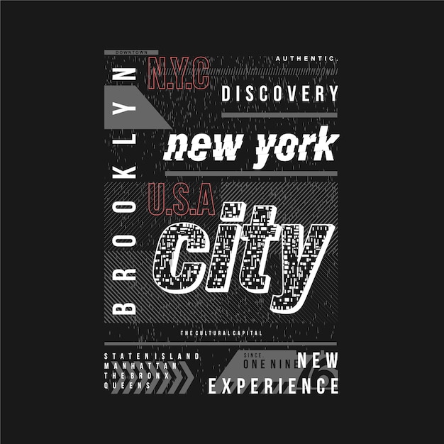 Tipografía gráfica del marco de texto de la ciudad de nueva york de brooklyn