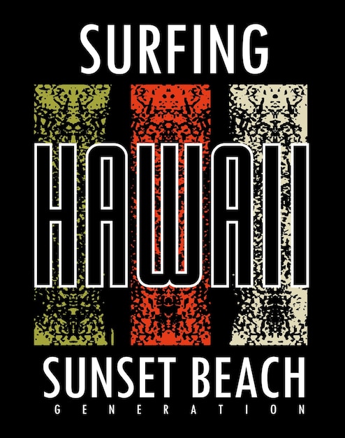 Tipografía de hawaii para el diseño de camisetas vector premium