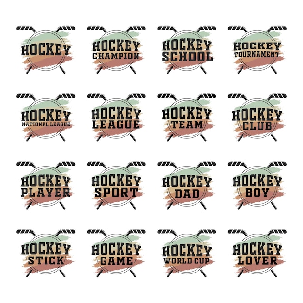 Tipografía de hockey Logotipo de hockey Vector de hockey Ilustración deportiva Vector de hockey Hockey
