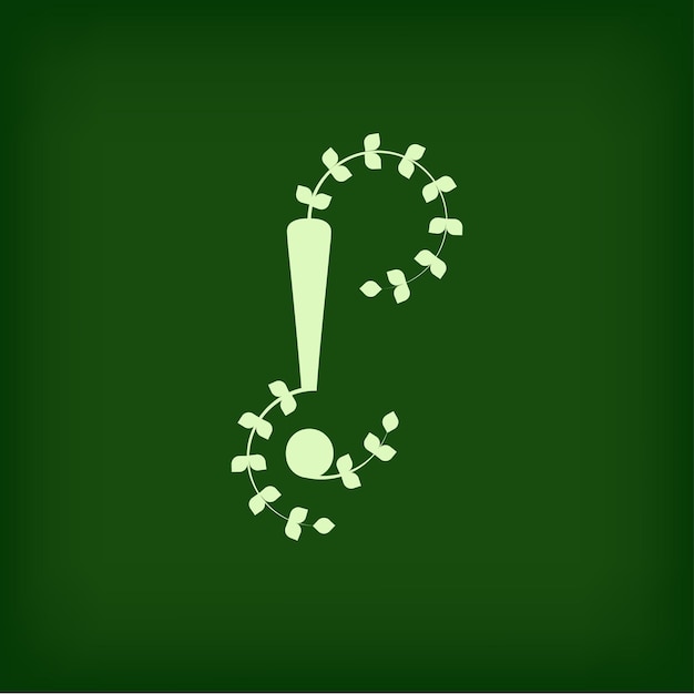 Tipografía de hojas de primera calidad Letra Marco de exclamación Iniciales Logotipo Diseño de íconos de símbolos Hoja única