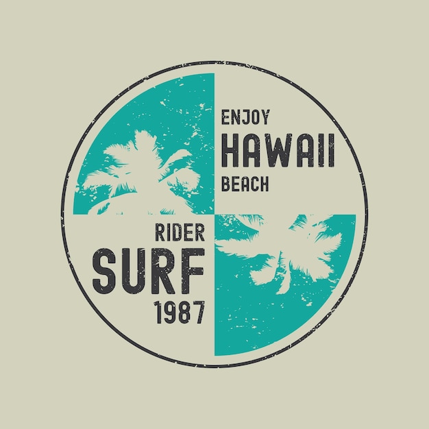 Tipografía de ilustración hawaiana para la etiqueta del logotipo del cartel de la camiseta o la mercancía de la ropa