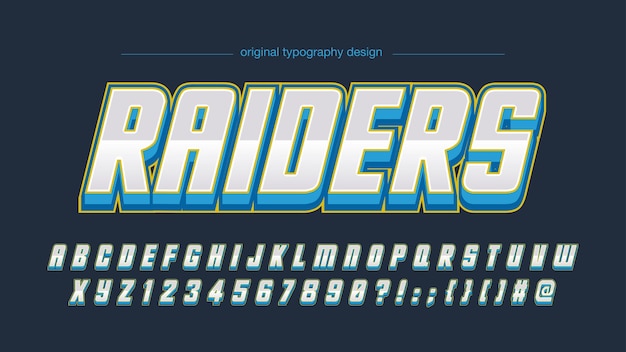Tipografía Italic Chrome Blue Sports