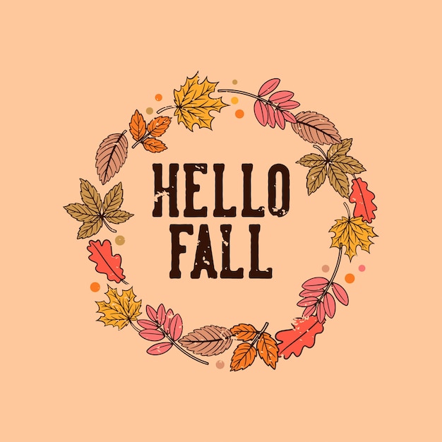 Tipografía de lema vintage hola otoño