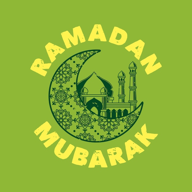 Tipografía de lema vintage ramadan mubarak para diseño de camiseta