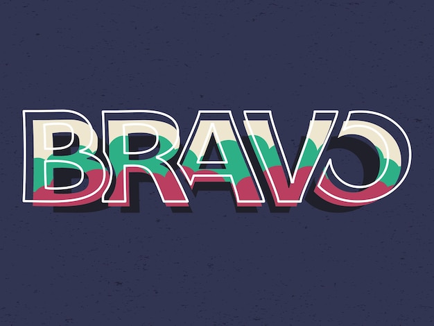 Vector tipografía de letras bravo en diseño retro