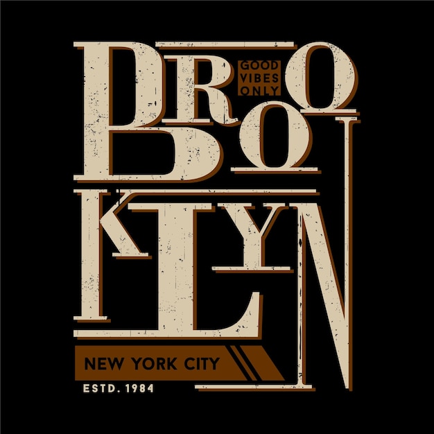 tipografía de letras de brooklyn vector camiseta estampada de color marrón casual activo