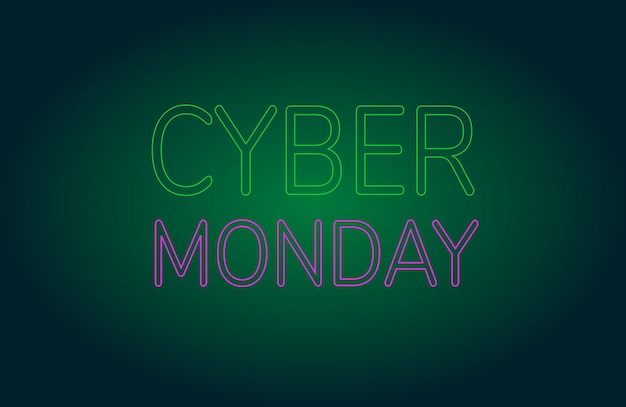 Tipografía del lunes cibernético en fondo verde con gradiente