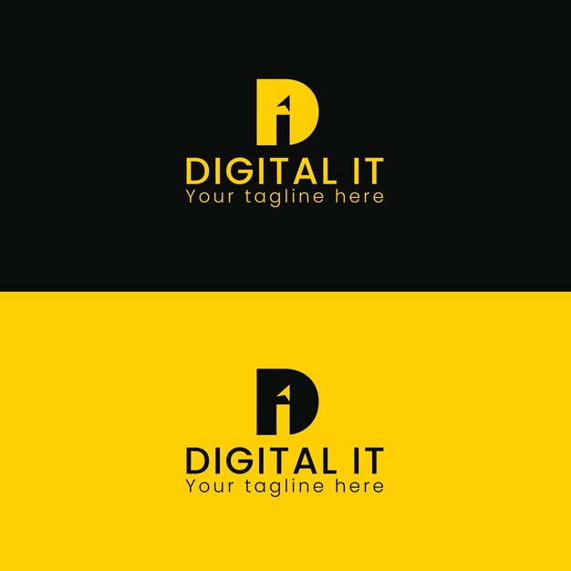 Tipografía minimalista D y I logotipo de letras o diseño de marca de centro de TI.