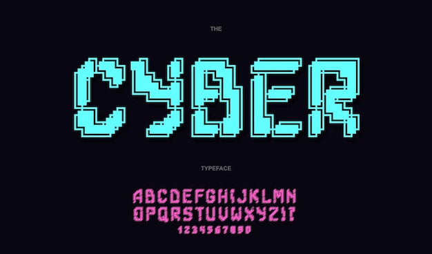 Tipografía de moda de fuente cibernética Tipografía moderna decoración de carteles animación camiseta juego de carreras promoción venta banner impresión en tela Fuente fresca Vector 10 eps