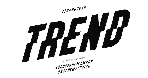 Tipografía moderna de estilo inclinado de fuente de tendencia vectorial