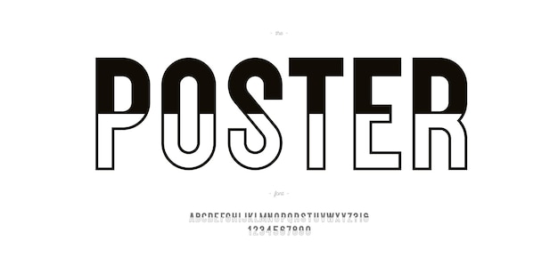 Tipografía moderna de estilo de póster vectorial para infografías, gráficos en movimiento, promoción de video, decoración, logotipo, póster de fiesta, camiseta, libro, animación, banner, juego, impresión, 10 eps