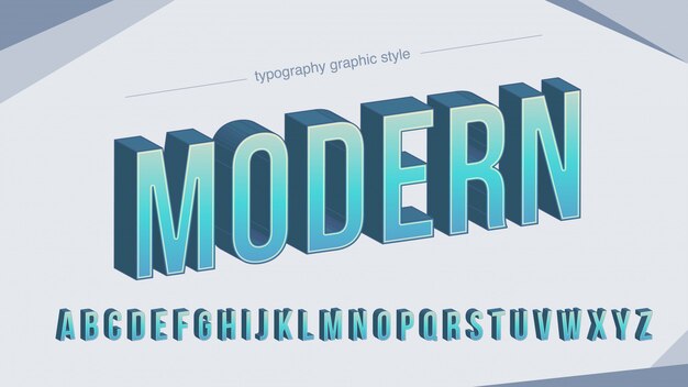 Tipografía de negrita perspectiva azul