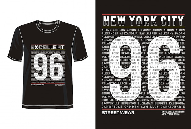 Tipografía new york city 96 para camiseta estampada