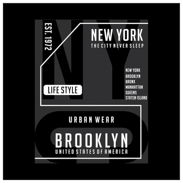 Tipografía de nueva york brooklyn para diseño de camiseta