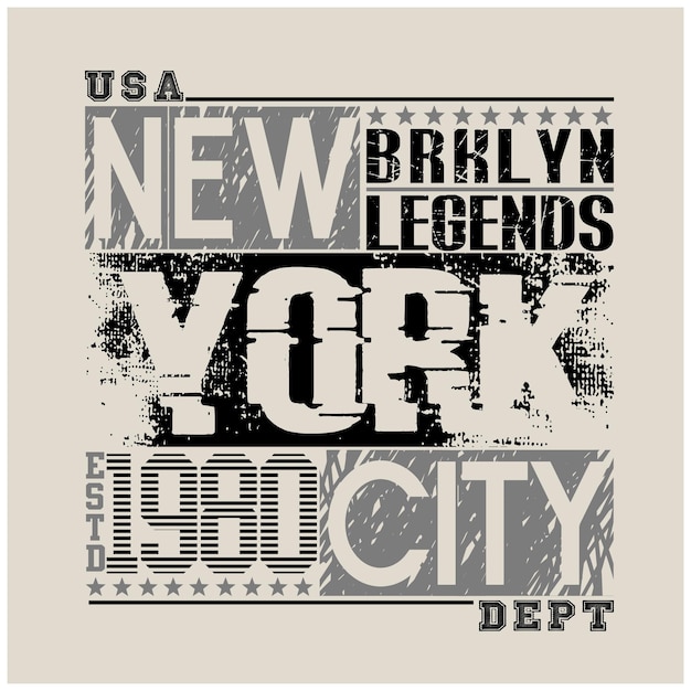 Tipografía de Nueva York para imprimir ilustración camiseta vector arte vintage