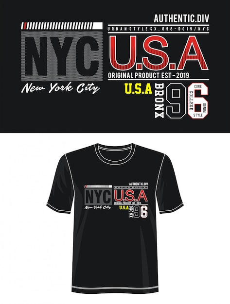 Tipografía nyc usa para camiseta estampada