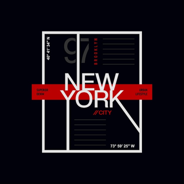 Tipografía de NYC para vector premium de camiseta estampada