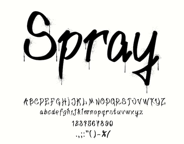 Tipografía de pintura en aerosol alfabeto arte callejero tipo urbano