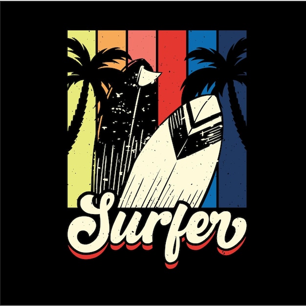 Vector tipografía de playa de verano diseño de camisetas