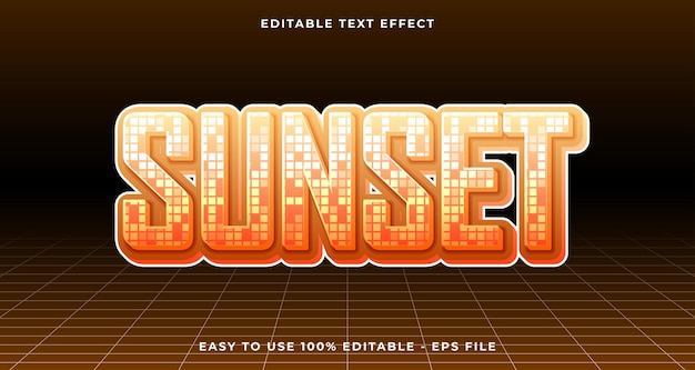 tipografía de puesta de sol premium efecto de texto editable texto de brillo 3D