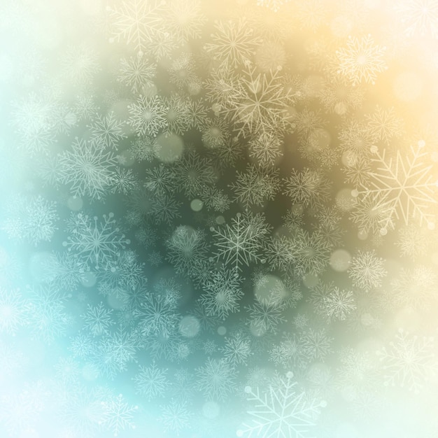 Tipografía retro navideña y luz con copos de nieve