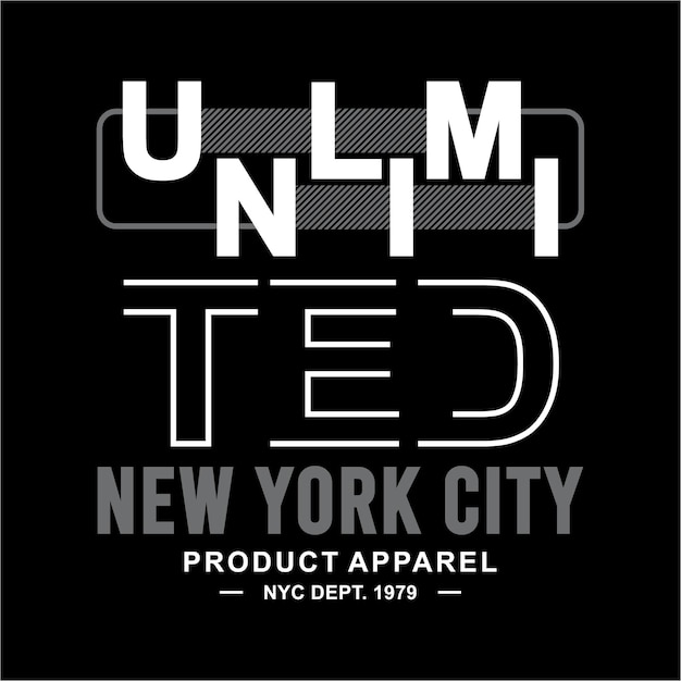 Tipografía de ropa de producto ilimitado de la ciudad de nueva york para diseño vector premium