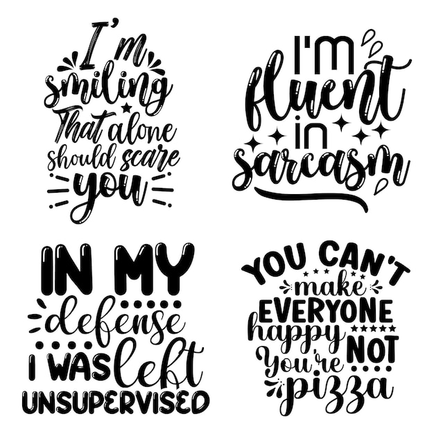 Tipografía sarcástica Diseño vectorial de paquetes SVG Diseño de paquetes de camisetas sarcásticas