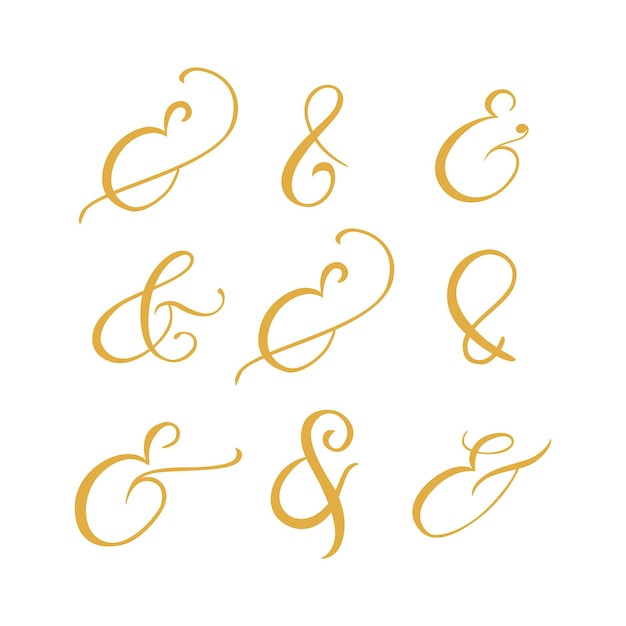 Tipografía script ampersand Elemento de letras Flourish para tarjeta de cartel de invitación de boda Decorativo