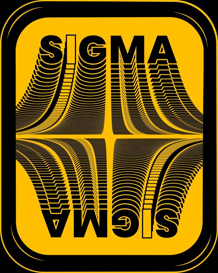 Vector tipografía sigma negrita con juego sobre un fondo amarillo