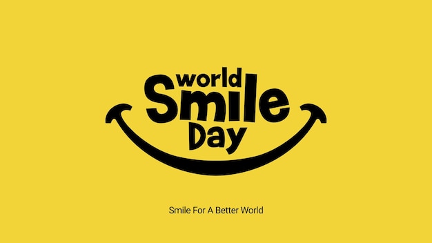 Tipografía Simple Del Logotipo Del Día Mundial De La Sonrisa Con Ilustración De Línea Sonriente
