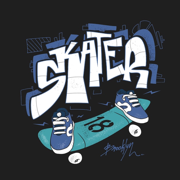 Tipografía de skateboard, gráficos urbanos de camisetas, s.