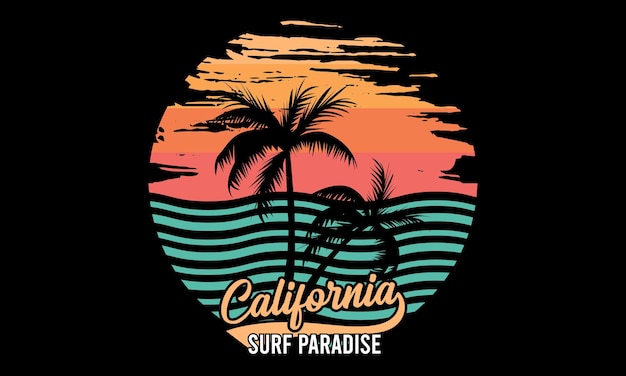 Tipografía de surf Vector e ilustración Diseño de camisetas. Camiseta de tipografía de surf de California.