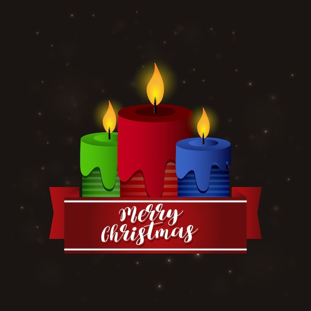 tipografía de tarjeta de saludos de Navidad con velas