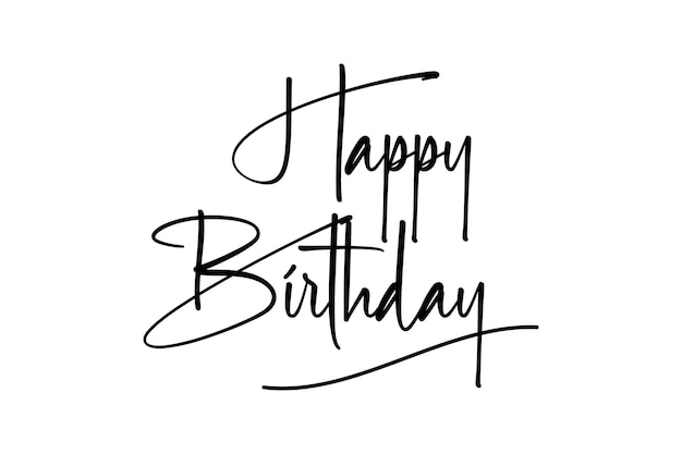 Tipografía de texto de cumpleaños feliz en blanco y negro
