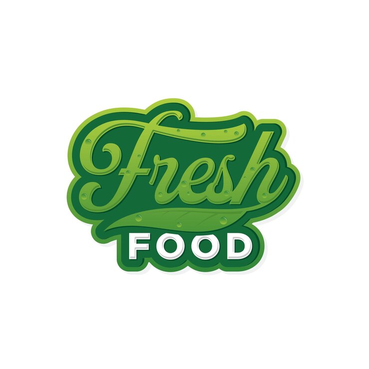 Vector tipografía de texto de letras de alimentos frescos para la industria alimentaria