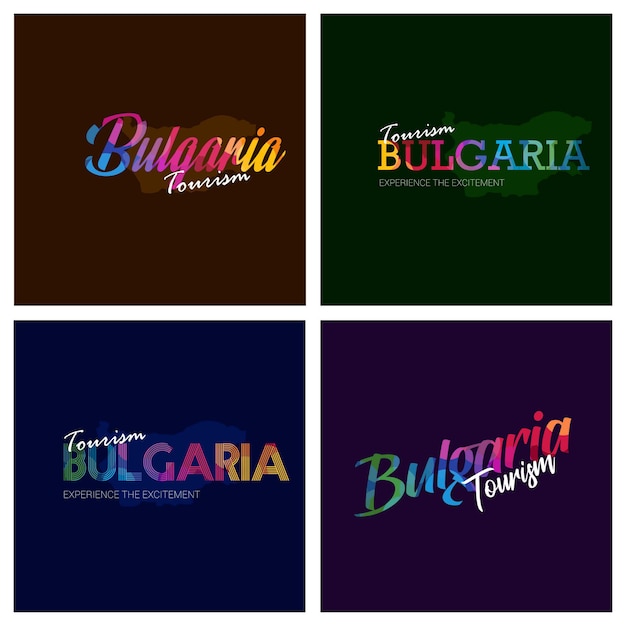 Vector tipografía de tourism bulgaria logo background set