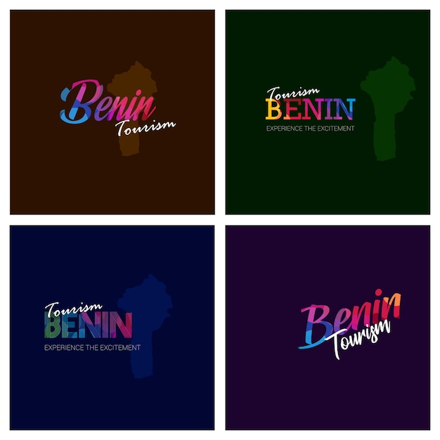 Tipografía de turismo benin logo background set