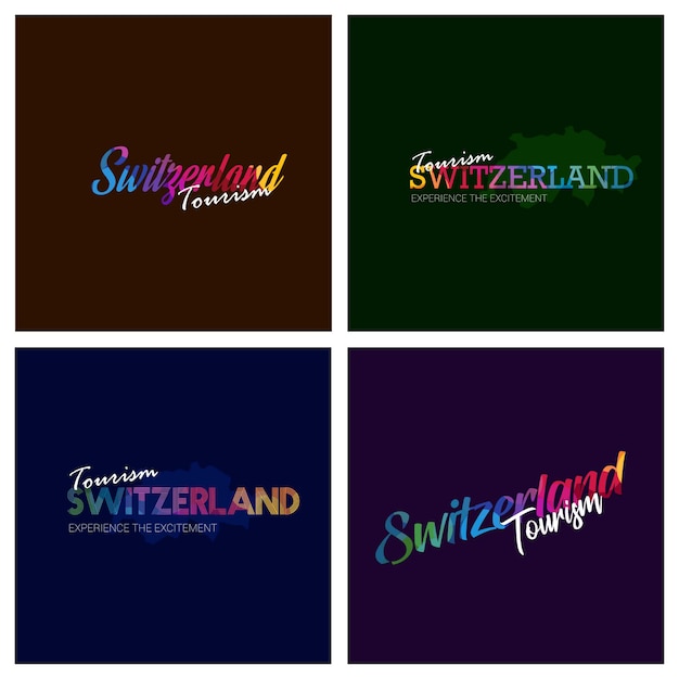 Tipografía de turismo suiza logo background set