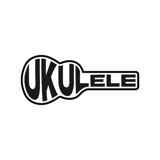 Tipografía de ukelele Forma de guitarra Diseño vectorial